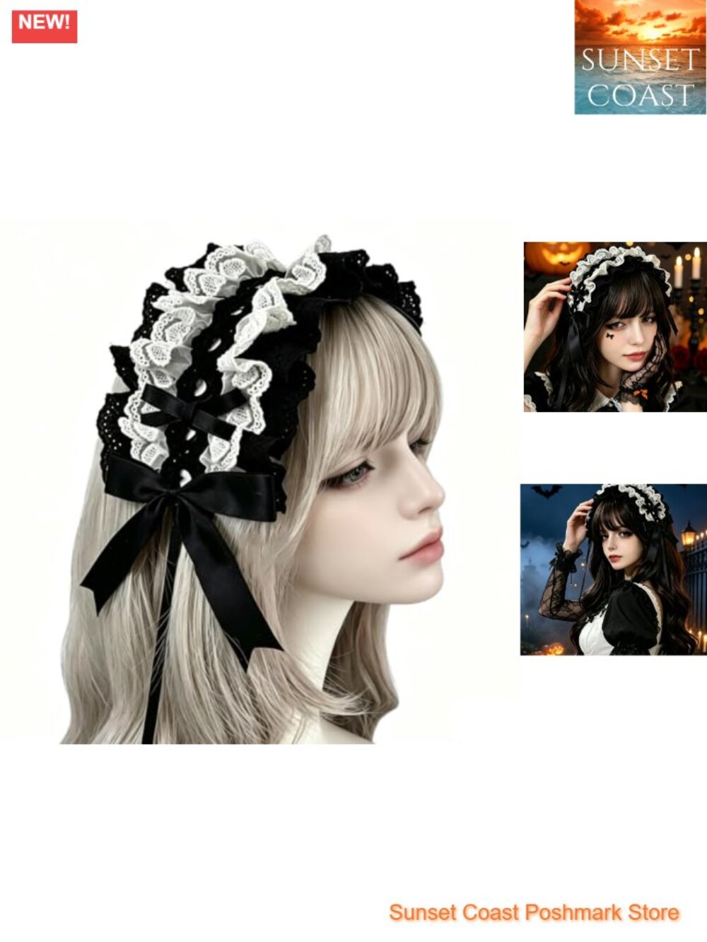 Lolita Lace Headband Gothic Ruffled Bow Vintage Cosplay Hair Accessory